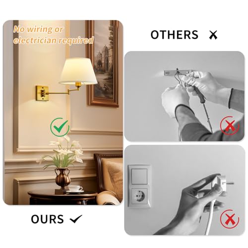 Kartoosh Battery Operated Wall Sconces Set Of Two, Swing Arm Wall Lamp thumb #1