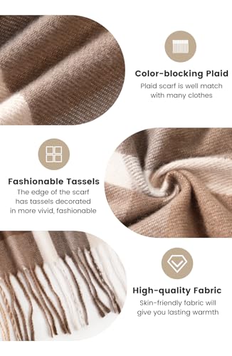 Scarf for Women - Womens Winter/Fall Blanket Scarf, Long Plaid Shawls and Wraps, Cashmere Feel Fashion Pashmina Scarves4