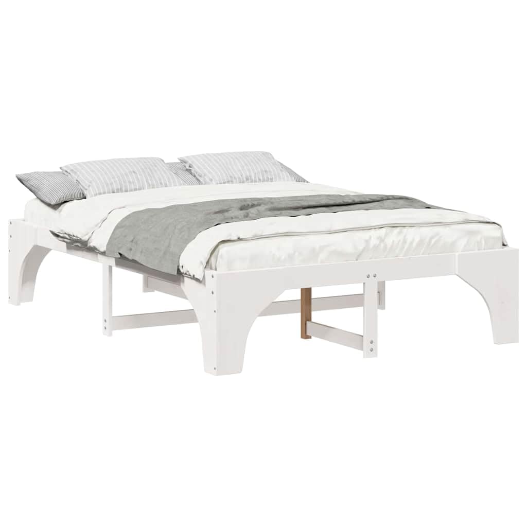 Marco de Cama de Madera Maciza de Pino Estructura Baja Moderna para Dormitorio Minimalista y Multifuncional 4 Piezas Ensamblaje Sencillo