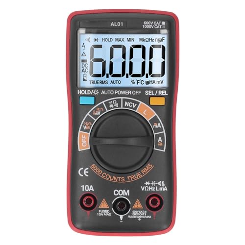 Xixian デジタルマルチメーター高精度NCV LCDディスプレイポータブル電圧温度テスター、自動車バッテリー電圧評価に最適、NCVモード、可聴アラーム、バックライトスクリーン、温度プローブ、電気および電子アプリケーション用の汎用ツール、AL01モード、