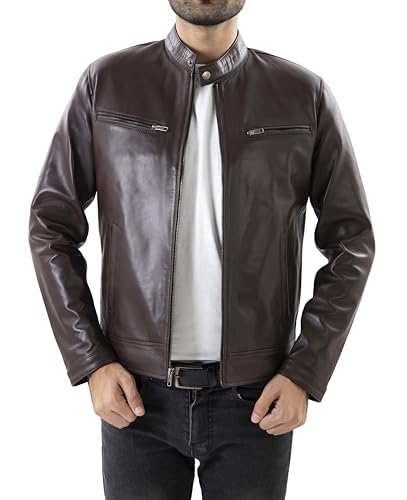 Image of Jild Classical Single Piece Lambskin Leather Jacket Men - Everyday Wear Snap Tab Collar Men's Motorcycle Leather Jacket