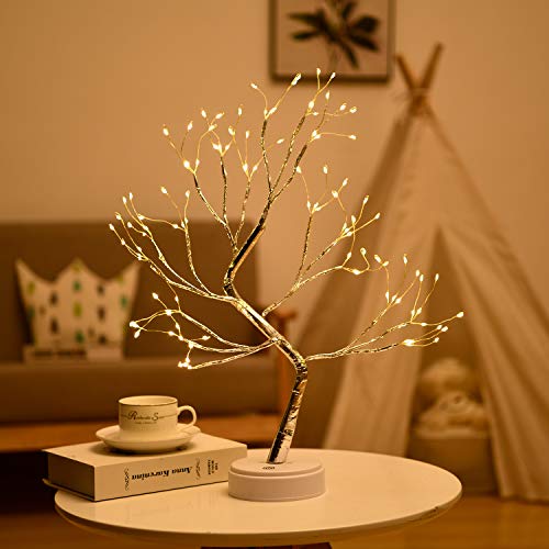 BELLEXIXI Fairy Light Spirit Tree - Artificial Bonsai Tree Light - Lit Tabletop Tree,Battery USB Operated,Fairy Tree Lamp for Bedroom,Party Home Decoration,Wedding Gift(108 LED Warm White Tree Light)