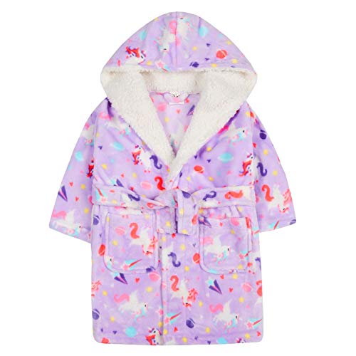 Albornoz de felpa con capucha para niñas y niños, suave y acogedor.