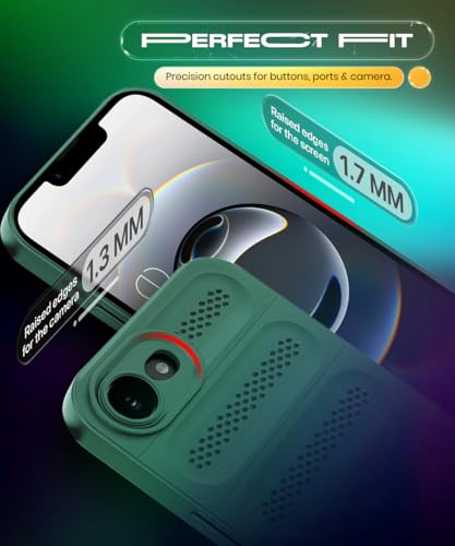 Image of WOW IMAGINE Ultimate Silicone Back Cover Case for iPhone 16e | iPhone 17e | Heat Dissipation Thin Soft TPU | 360 Camera Protection | Breathable Cooling Holes - Forest Green