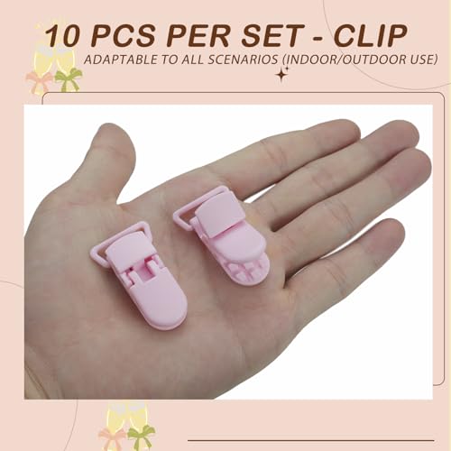 Image of 10-Pack Pacifier Clip Replacement Ends - BPA-Free Plastic Fasteners for DIY Baby Crafts, Sewing Bibs & Blankets Straps (3 /4 Inch, Pink)