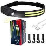 KOMEIYL Lampe Frontale Rechargeable, 230° Torche Frontale Capteur De Mouvement, pour Le Camping Pêche Le Jogging Pêche Vélo