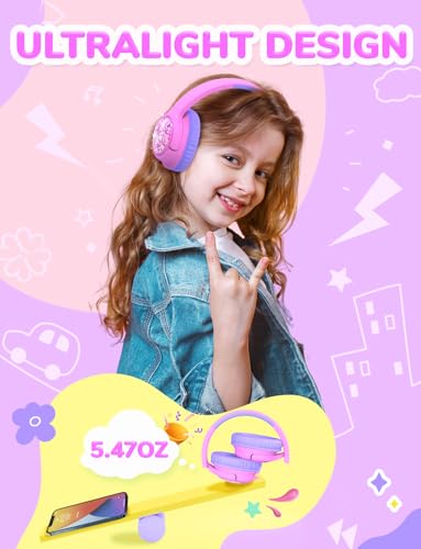 Image of iClever Kids Headphones with Cord, 85dBA Safe Volume Wired Headphones for Kids, Stereo Sound Foldable Adjustable, 3.5mm Jack, Over Ear Child Headphone for School /Boys /Girls /iPad /Tablet /Travel