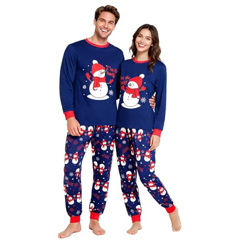 Pyjama de Noël assorti GRPSKCOS : ensemble de nuit festif avec motif Père Noël