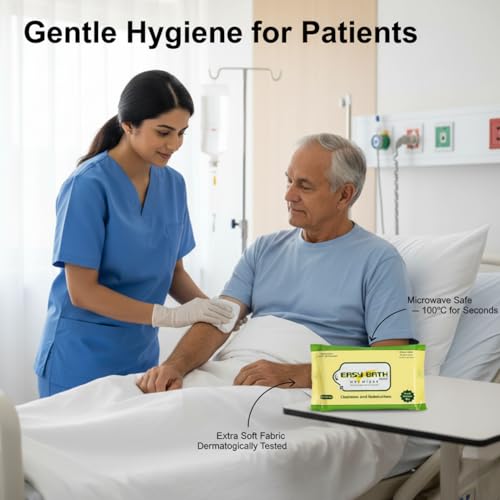 Image of Easy Bath Wipes | Enriched with Aloe Vera & Vitamin E | Extra Large 32x32 cm Wet Wipes for Gentle Cleansing | Bathing Wipes for Adults & Elderly | 10 Wipes Per Pack | Combo of 3 (Total 30 Wipes)
