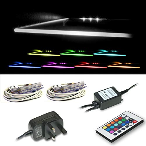 Furneo Set of 4 LED Glass Edge Lighting Clips in RGB [Energy Class A] for Illumination