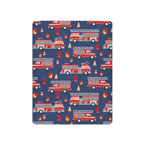 Image of Fire Trucks Red Cars Crib Sheets Soft Breathable Fitted Baby Playard Sheets Mattress Cover for Girl Boys, 39 inch x 27 inch x 5 inch
