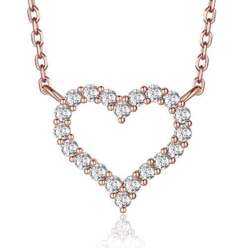 MomentWish Initial Necklaces for Women, Birthday Gifts for Wife, 0.285 Carat Moissanite Heart Necklace, 925 Sterling Silver Letter Necklace, Christmas Anniversary Valentine's Day Gifts for H