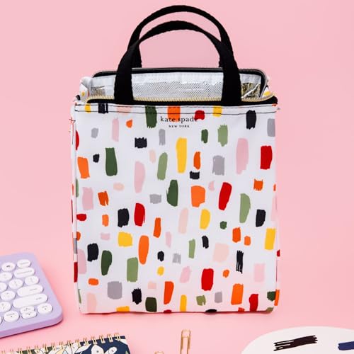 Image of kate spade new york Cute Lunch Bag for Women, Large Capacity Lunch Tote, Adult Lunch Box with Silver Thermal Insulated Interior Lining and Storage Pocket, Painterly Strokes