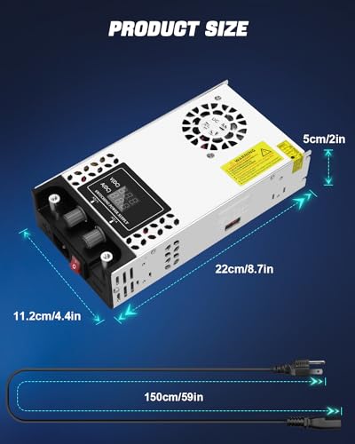 SHNITPWR AC to DC Converter 600W Adjustable Variable Power Supply Universal 110V to 12V Converter 0-15V 0-50A Regulated 5V 6V 9V 12V 14V 15V SMPS Transformer with LCD Display for Led Strip 3D Printer3