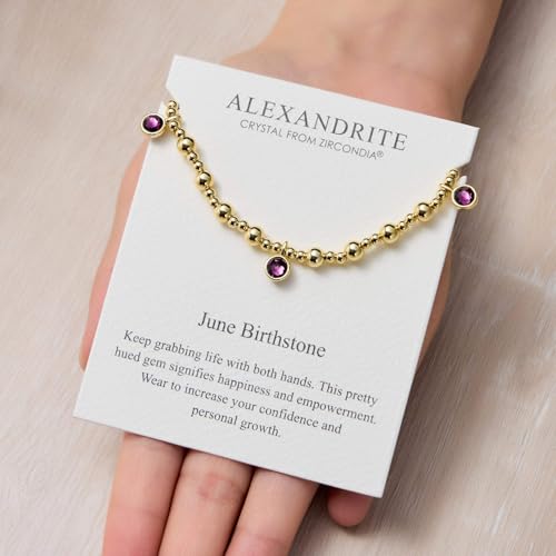 Bracelet pierre de naissance juin or 18k cadeau idéal avec citation - 6