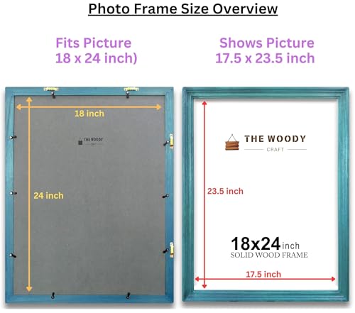 Image of 18x24 Photo Frame | Wall Hanging Photo Frames | Photo Frame For Wall Big Size | Blue Wooden Frame For Wall | Modern & Elegant Room Decoration (18x24 Inch, Blue)