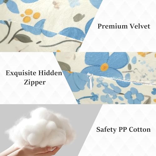 Almohada de Peluche Suave Color Azul Floral miniatura 3