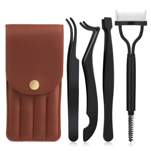 Lash Cluster Tweezer Kit 4 PCS Eyelash Applicator Tweezers Lash Applicator Tools for Cluster Lashes Mistake-Proof Lash Placement Tweezers for Professional and DIY Use