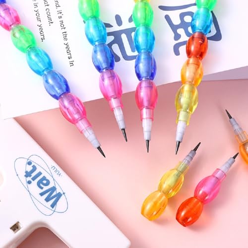 Acfun 12 lápices apilables de plástico coloridos miniatura 5