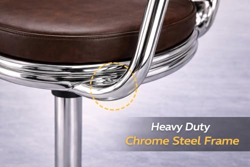 Image of Modern Magam Bar Stool with 360 Swivel | Height Adjustable Bar Chair | Counter Stool & High Chairs | Comfortable for Home, Office, Restaurant Bar, Cafe & Cash Counter - (Brown)