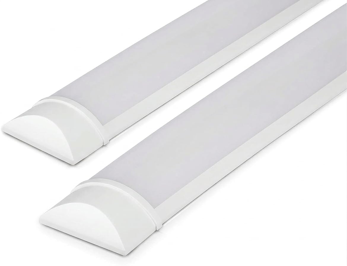 LED Batten Light 2ft & 4ft – Super Bright 4000K Cool White, Slim Integrated Tube Light, Energy Efficient, Flicker-Free, Easy Install – Indoor Garage, Workshop, Office, Utility Room (2, 2ft)