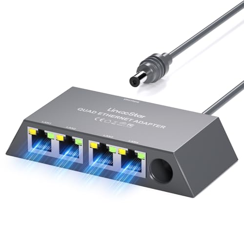 Multi Ports Starlink Mini/Starlink Gen 3 Ethernet Adapter for Wired External Network 4-Ports Starlink Ethernet Adapter Gen 3 for 4 Devices Networked Simultaneously Stable Connection - Up to 1 Gbps