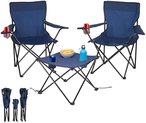 ecosa® Lot de 2 chaises de camping avec table - 2 chaises pliante...