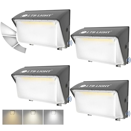 4 Pack 150W Dusk to Dawn Outdoor Lighting Wall Mounted, 3000K/4000K/5000K Switchable LED Wall Pack with Photocell,Adjustable Wattage 20010LM Heavy Duty Aluminium Housing,ETL Certified 4-Pack