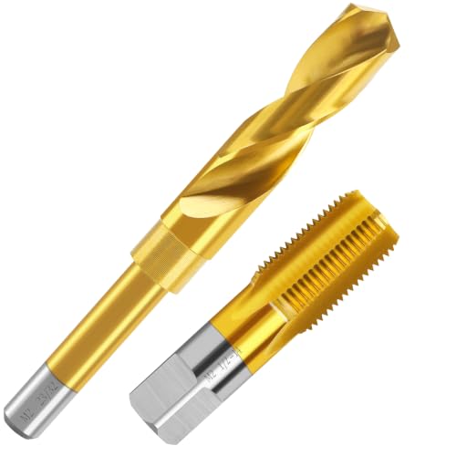 Image of 1 /2-14 NPT Pipe Tap and 23 /32 inch Drill Set,M2 HSS Hand Threading Plumbing Tap