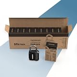 PORTENTUM Candado combinacion 4 dígitos reajustable – Pack de 10 – Candado taquilla gimnasio con cuerpo de aleación de zinc y arco de acero – Candado exterior negro para armarios vallas y trasteros