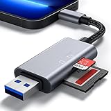 GNASEET SD Kartenleser für i-Phone i-Pad, USB 3.0 Micro SD Card Reader, Dual Kartenschächte Speicherkartenadapter, Trail Camera Viewer für i-Phone/i-Pad/PC/Laptop/Desktop, Keine App Erforderlich