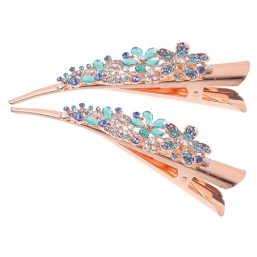 OATIPHO 1 Par horquilla de cristal lindo cabello clips de cabello para cabello grueso pinza decorativa para el cabello Clip para el cabello Pinza para el cabello Aleación de zinc Azul