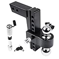 Black Aluminum Adjustable Trailer Hitch Replacement for Solid Tube Hitch -12,500 LBS, 2 and 2-5/16 inch Balls, 2-inch Receiver, 8-inch Drop Lamerto