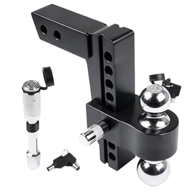 Black Aluminum Adjustable Trailer Hitch Replacement for Solid Tube Hitch -12,500 LBS, 2 and 2-5/16 inch Balls, 2-inch Receiver, 8-inch Drop Lamerto