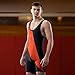 Matman USA The Chest Sweep Men's & Boy's Wrestling Weightlifting Singlet (Black/Orange, 4X-Small)