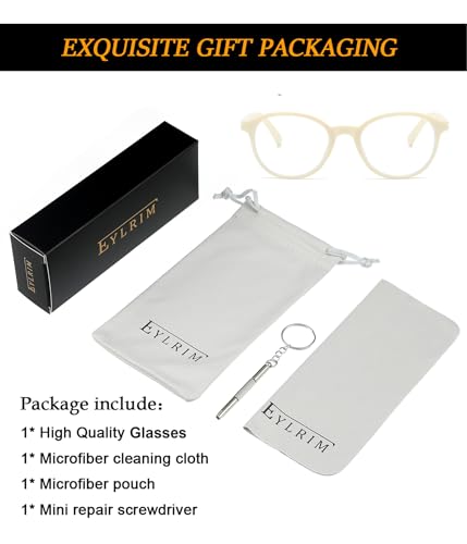 Image of EYLRIM Classic Round Glasses for Women Men Circle Frame Blue Light Glasses Nerd Eyeglasses