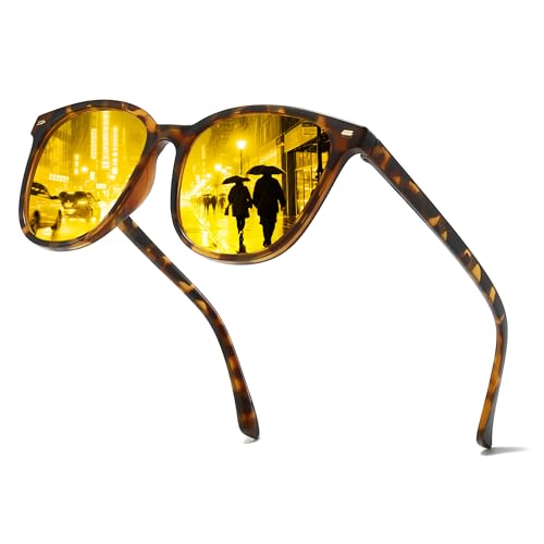 Chicid Polarized Night Vision Driving Glasses for Womens, Anti Glare Yellow Lens Nighttime Glasses