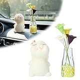 Bremorou Flowers for Dash Car Cute Bunny Daisy Flower Car Interior Dashboard Accessories Decorations Funny Kawaii Bunny Dash Decor Rearview Mirror Window Ornament Gifts for Women Men Set of 2