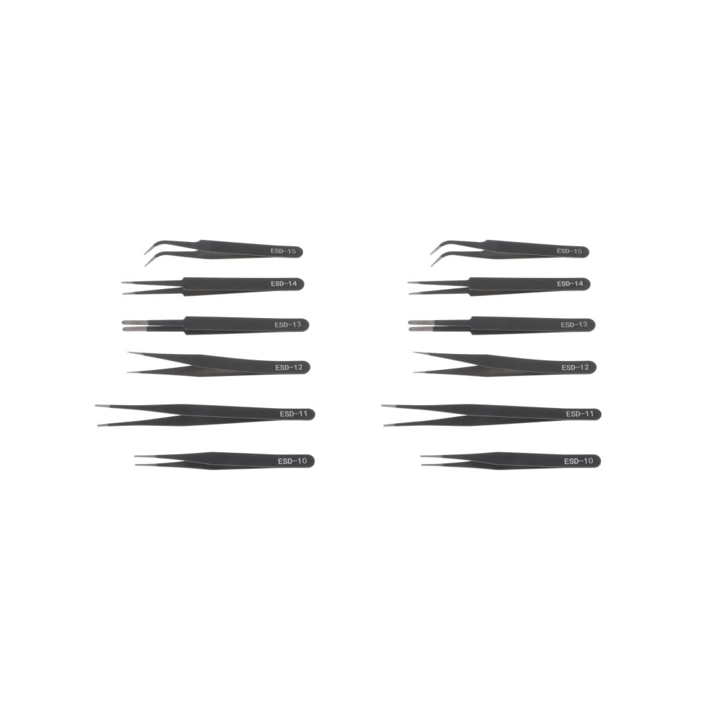 2 Set 6 Pcs Precision Tweezers Set Nail Decor Tweezers Precision Tweezers Set Blunt