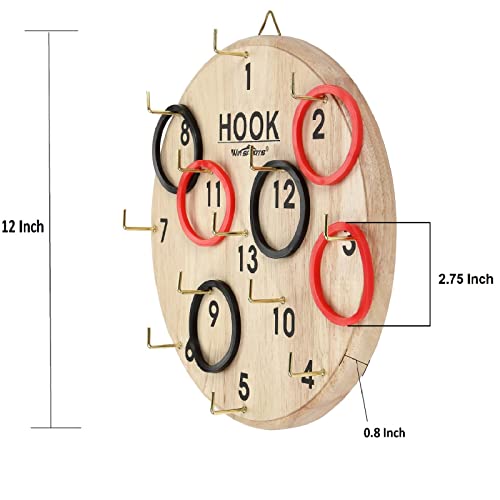 Win Sports Ring Toss Game,Indoor Outdoor For Kids Adults Family,Fun Tailgate Or Hangs On Wall,Exciting Gift Idea, Safe & Durable Design,Includes 13 Metal Hooks And 14 Rubber Rings #TOP1