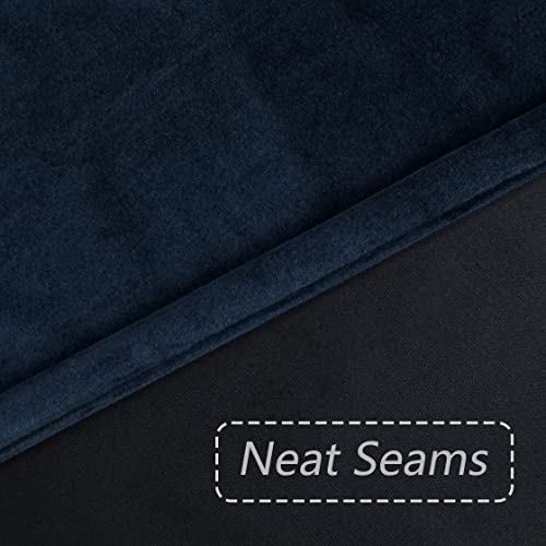 West Lake Luxury Velvet Blackout Window Curtains Navy Blue Drapes For Living Room Thermal Insulated Rod Pocket Back Tab Window Drapes For Bedroom 2 Panels,52" Wx95 L #TOP3