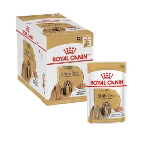Royal Canin Shih Tzu Adult Moos | 12 x 85g | Nassfutter | Fell- und Verdauungsunterstützung | Für Hunde ab 10 Monaten