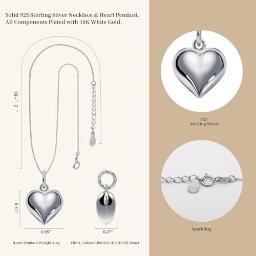 Sterling Silver Heart Necklace for Women 925 - Dainty Adjustable Choker, Cute Love Pendant, Trendy 2025 Layering Necklace, Romantic Gift for Her4