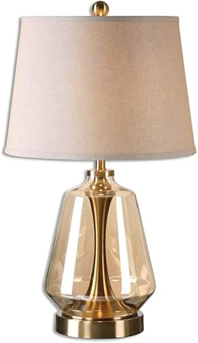 SHUAN Lámpara de mesa portátil de diseño de cristal para sala de estar diseño de arte verde minimalista