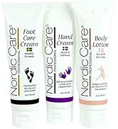 Trio Pack including Nordic Care Foot Care Cream Hand Cream and Body Lotion to treat dry skin and ...