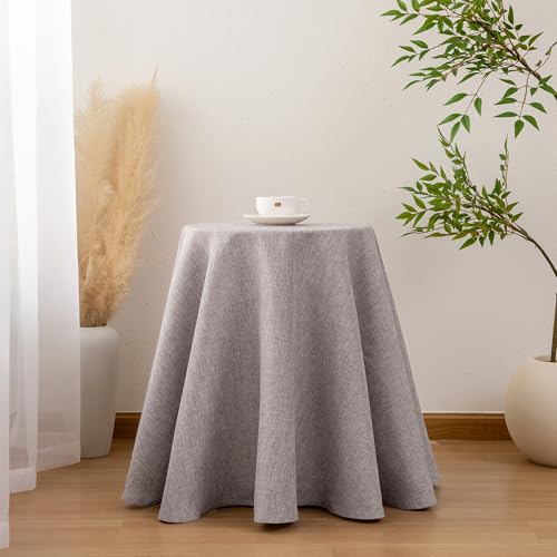 Hiasan 102 Inch Round Tablecloth Linen for Kitchen Dining Room, Stone