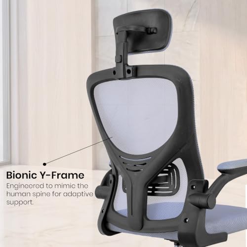 Image of Grey Black| High Back Imported Mesh Fabric Boss Office Chair | Y Design Ergonomic Back Support | 2D Aero Design Adjustable Armrests | Synchro Tilt Lock Mechanism Support