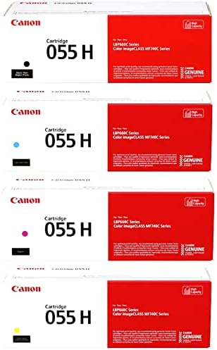 Canon CRG 055 High Yield Capacity Toner Cartridge for MF745, 743, 741, Bundle with Black 7600 Pages Yield/Cyan, 5900 Pages Yield/Magenta, 5900 Pages Yield/Yellow, 5900 Pages Yield