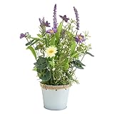 Hometrance Artificial Flowers Potted, 12.2'&rsquo; Flower Arrangement w/Daisy & Lavender...