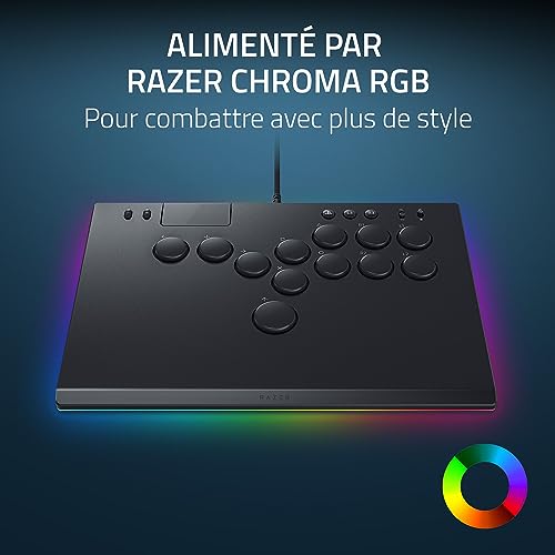 Razer Kitsune - Contrôleur arcade optique All-Button pour PS5 et PC (Disposition précise des quatre boutons de mouvement, Switches optiques linéaires low-profile Razer) Noir
